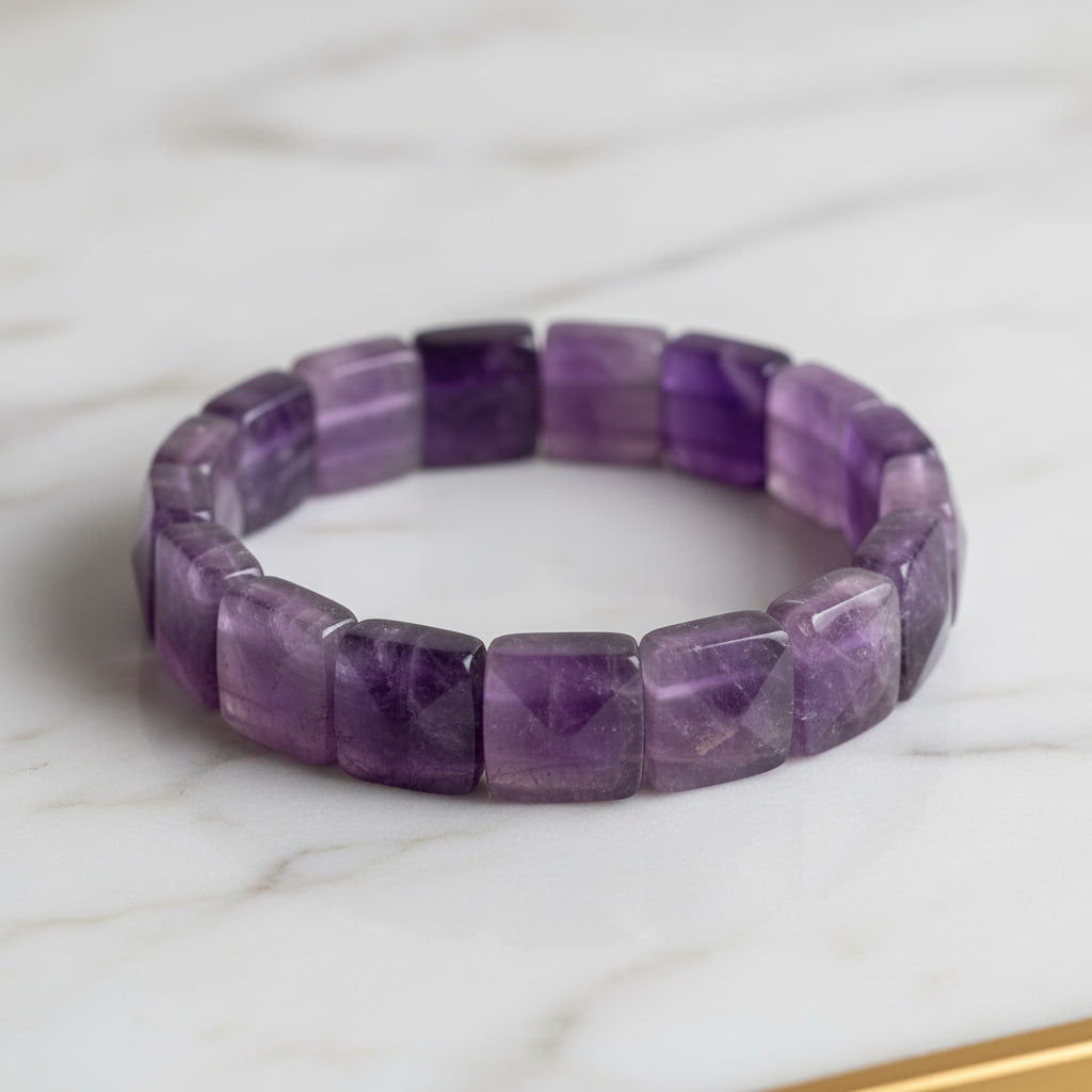 Amethyst Armband – quadratische Steine, innere Ruhe & Geschenk CrystalScents