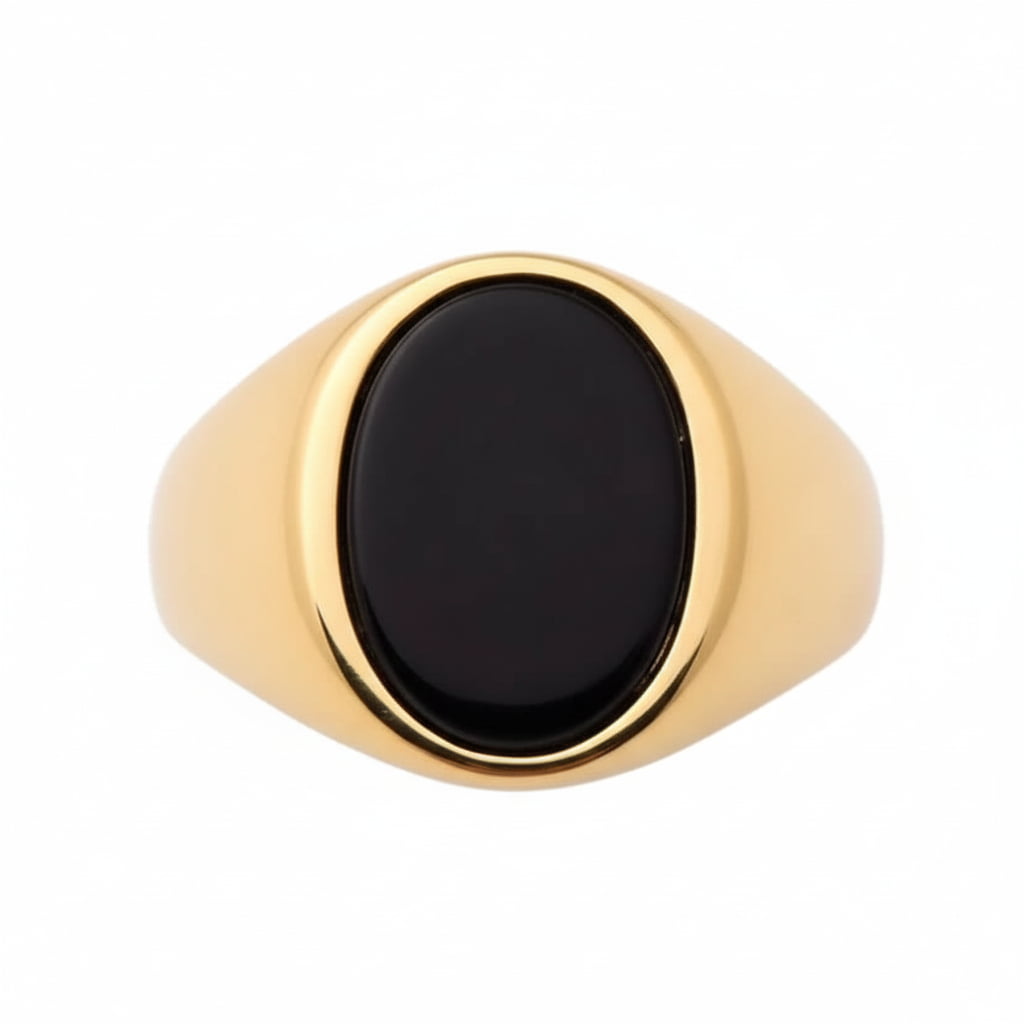 Onyx Ring Gold - schwarzer ovaler Kristall CrystalScents