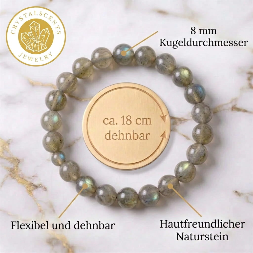 Labradorit Sunset Kugelarmband – Schmuckstück mit Farbspiel
