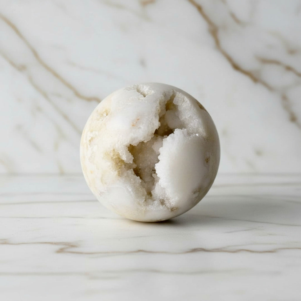 Achat Kugel – Funkelndes Naturjuwel mit Druzy-Kristallen