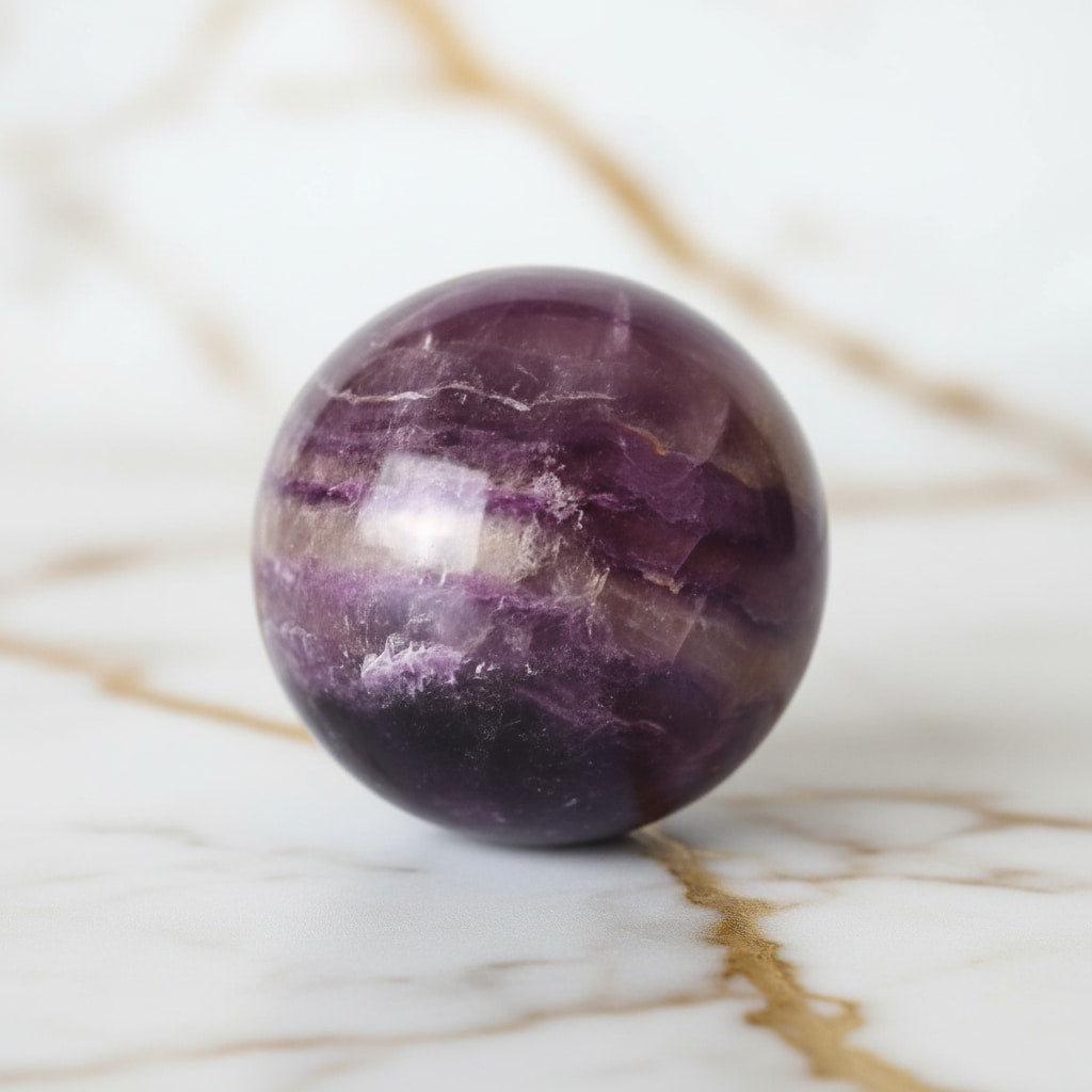 Fluorit Kugel in leuchtendem Lila