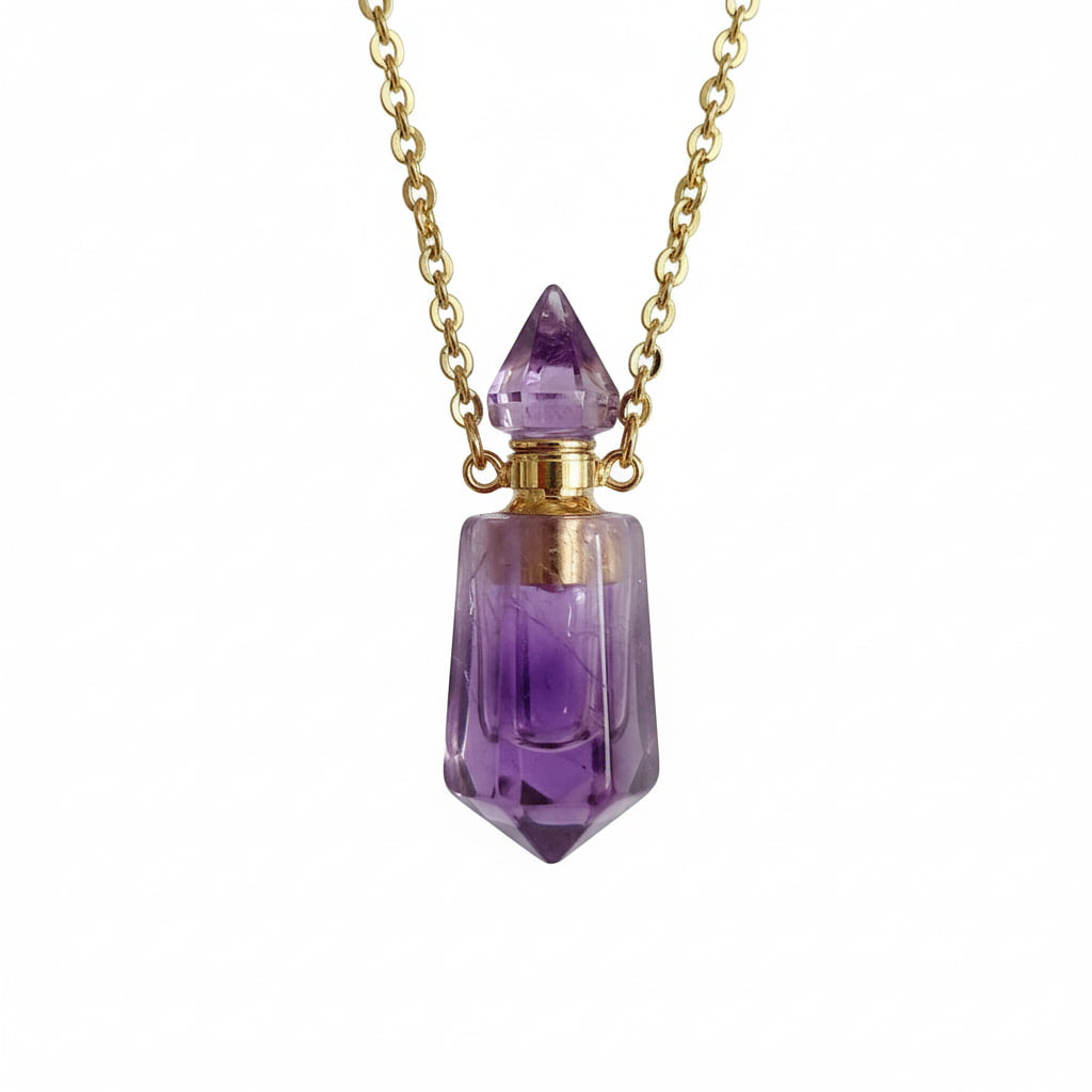 Amethyst Halskette - Parfümfläschchen CrystalScents