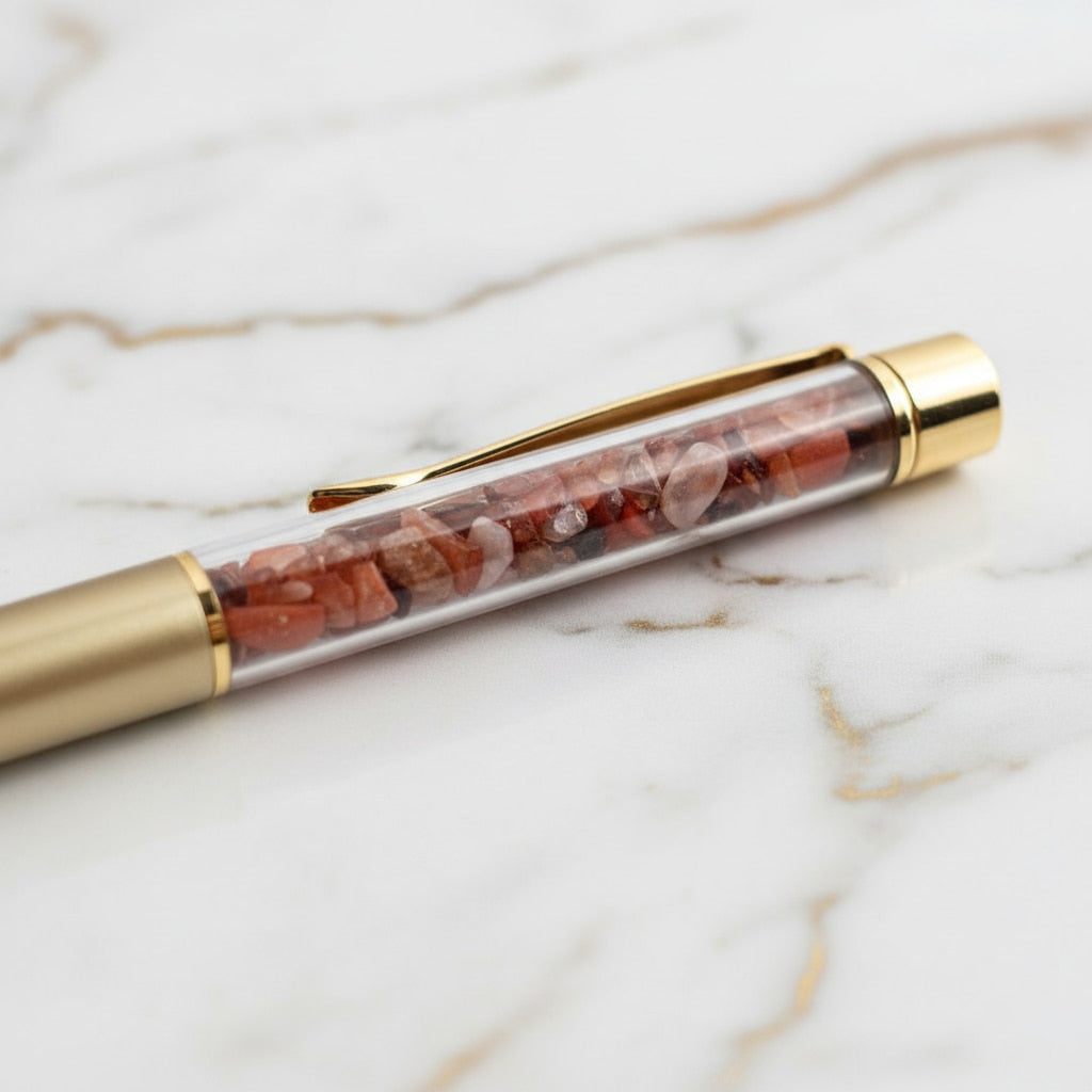 Roter Achat Kristallstift - Goldene Eleganz CrystalScents