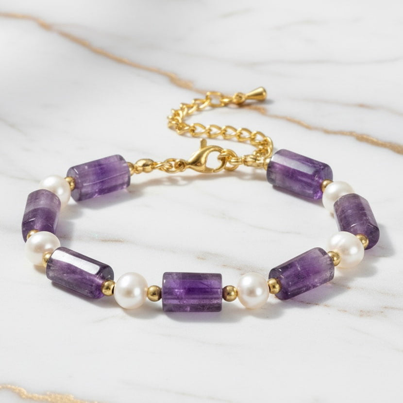 Amethyst Armband - Perlen & Naturstein