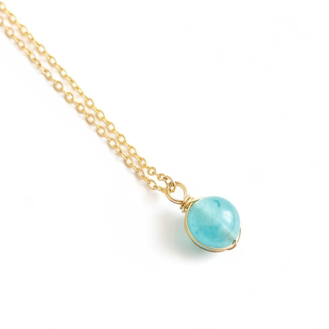 Aquamarin Halskette - Kristall Kugel CrystalScents