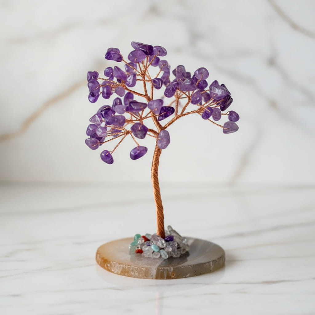 Amethyst Baum auf Achatscheibe