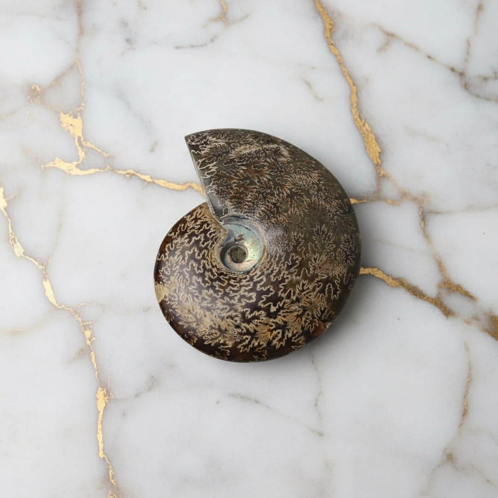 Ammonit mit Halterung - Fossiles Highlight