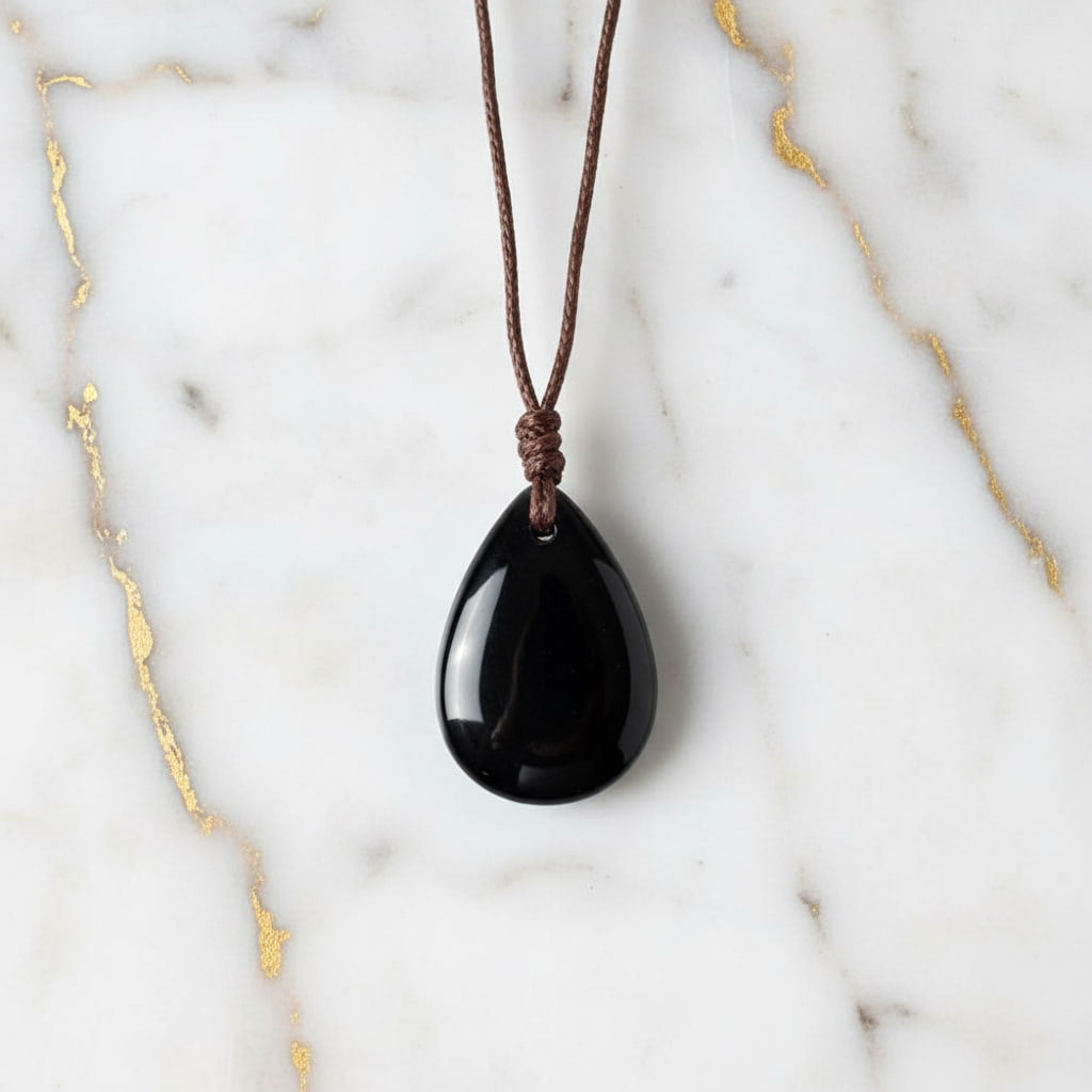 Obsidian Halskette - Tropfenförmiger Anhänger CrystalScents