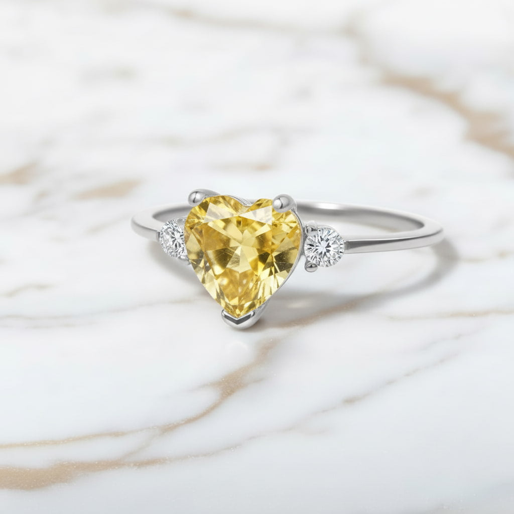 Citrin Ring - Strahlendes Herz