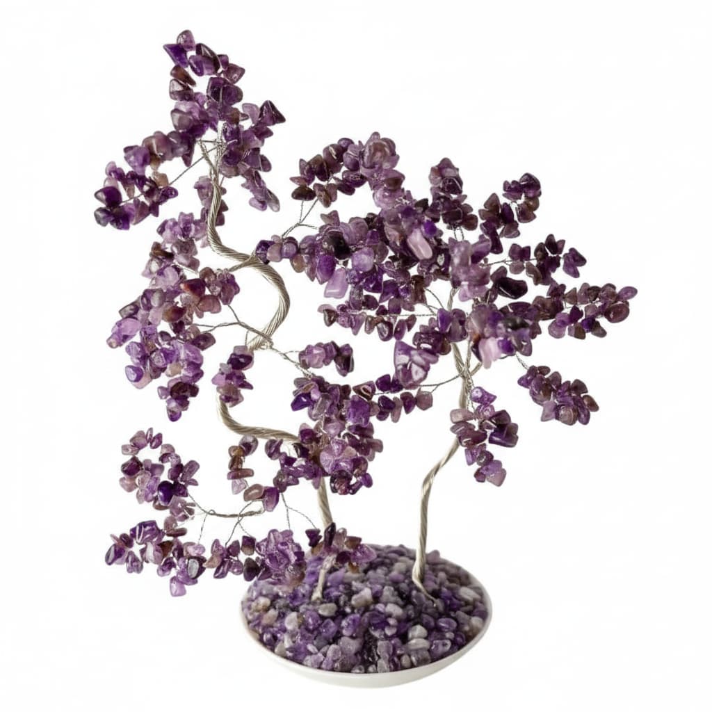 Amethyst Baum – Weiße Keramikschale für Harmonie CrystalScents