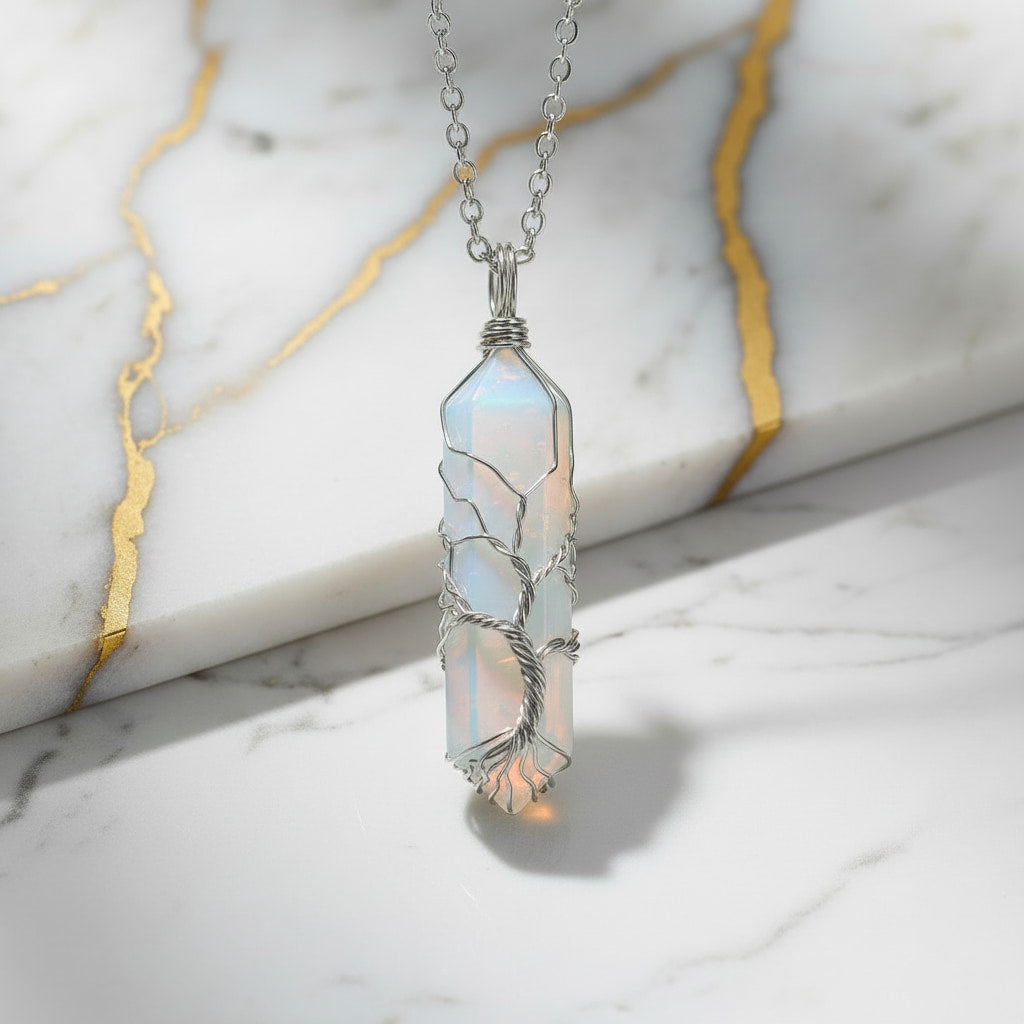 Opalit Halskette - Silberner Doppelender CrystalScents