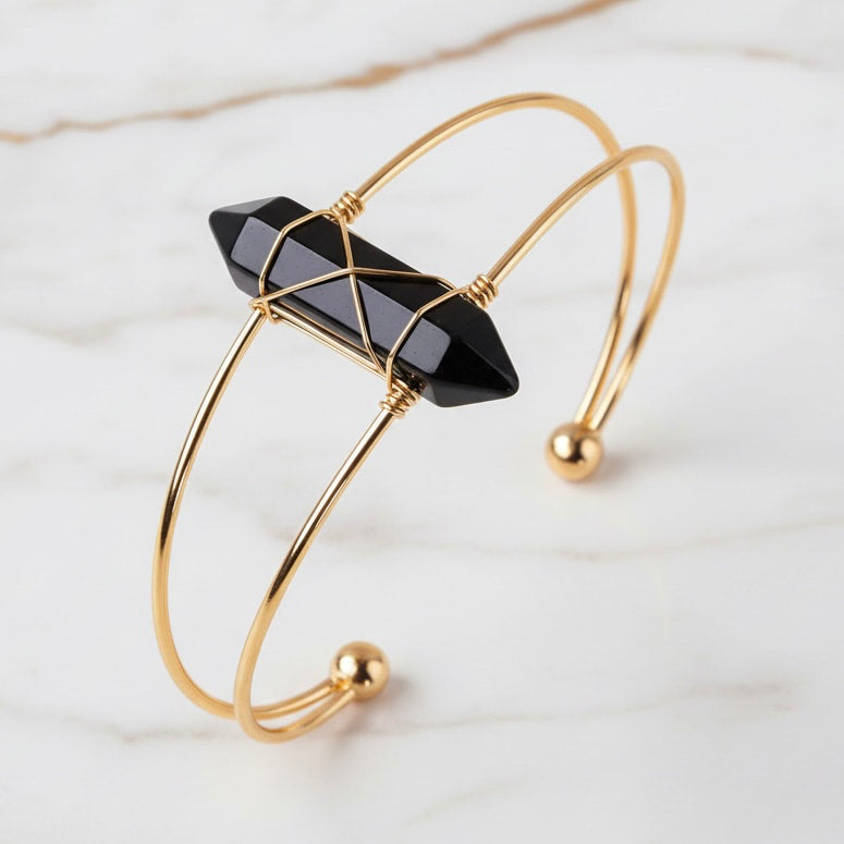 Obsidian Armreif – Offenes Design CrystalScents