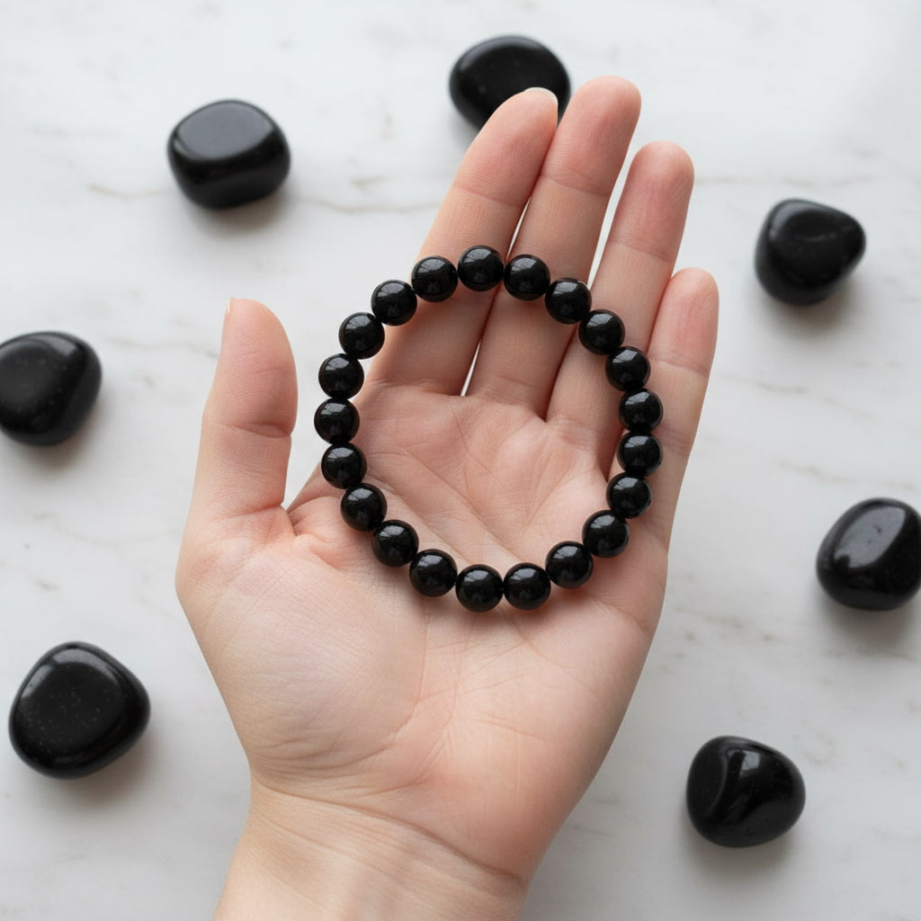 Obsidian Kugelarmband – Tiefschwarzer Glanz CrystalScents