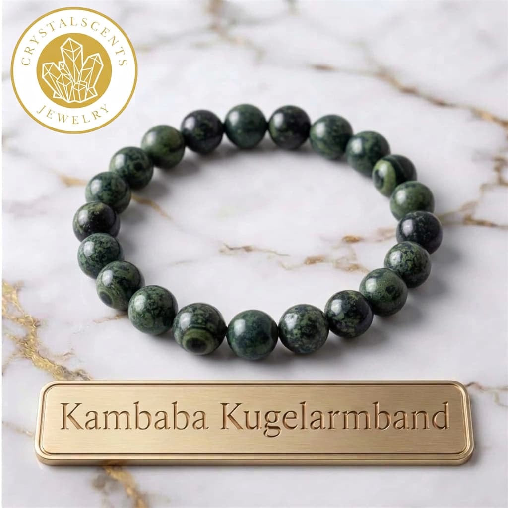 Kambaba Kugelarmband – Natursteinarmband in Grün & Schwarz