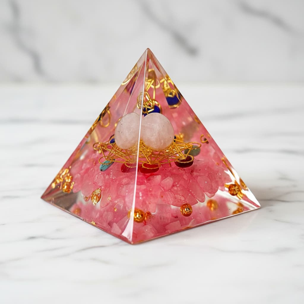 Rosenquarz Orgonit Pyramide - Harmonische Energie CrystalScents