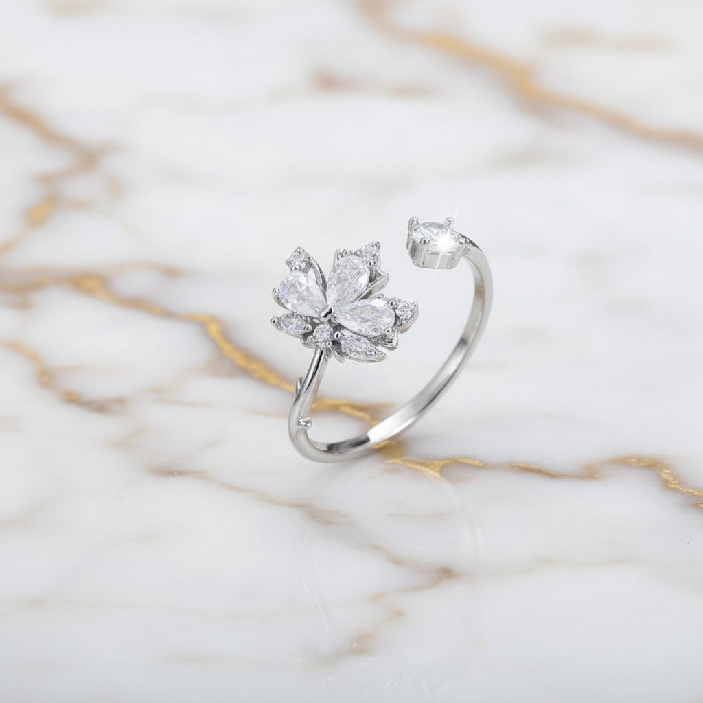 Ring offen mit weißem Ahornblatt CrystalScents
