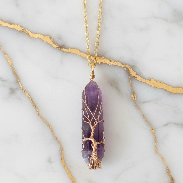 Amethyst Halskette – Goldverzierter Doppelender für Harmonie & Eleganz CrystalScents