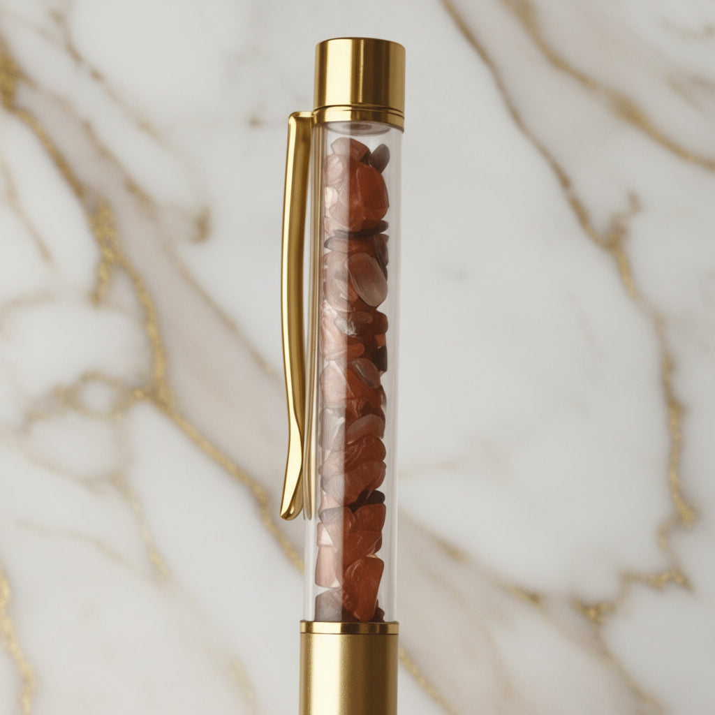 Roter Achat Kristallstift - Goldene Eleganz CrystalScents