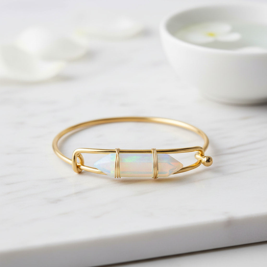 Opalit Armreif - Schimmernder Doppelender