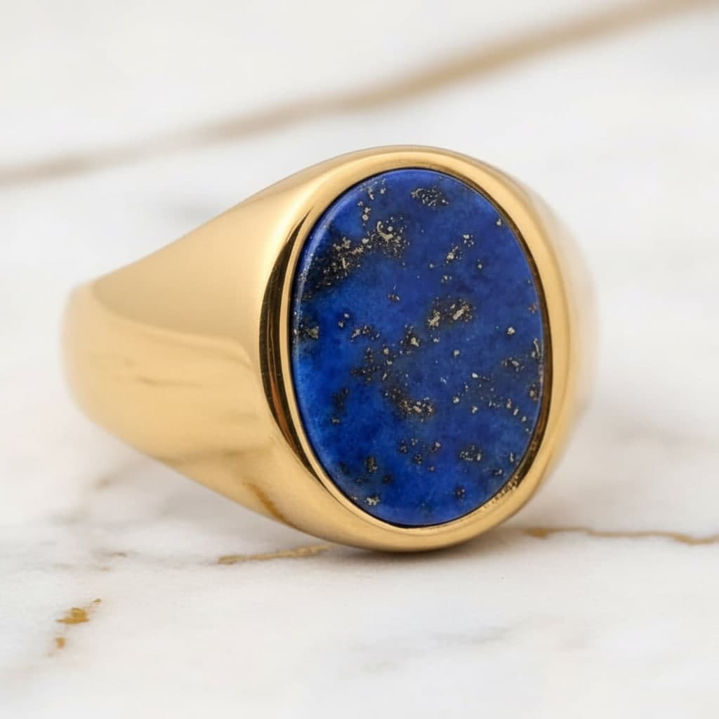 Lapislazuli Ring - Goldenes Statement CrystalScents