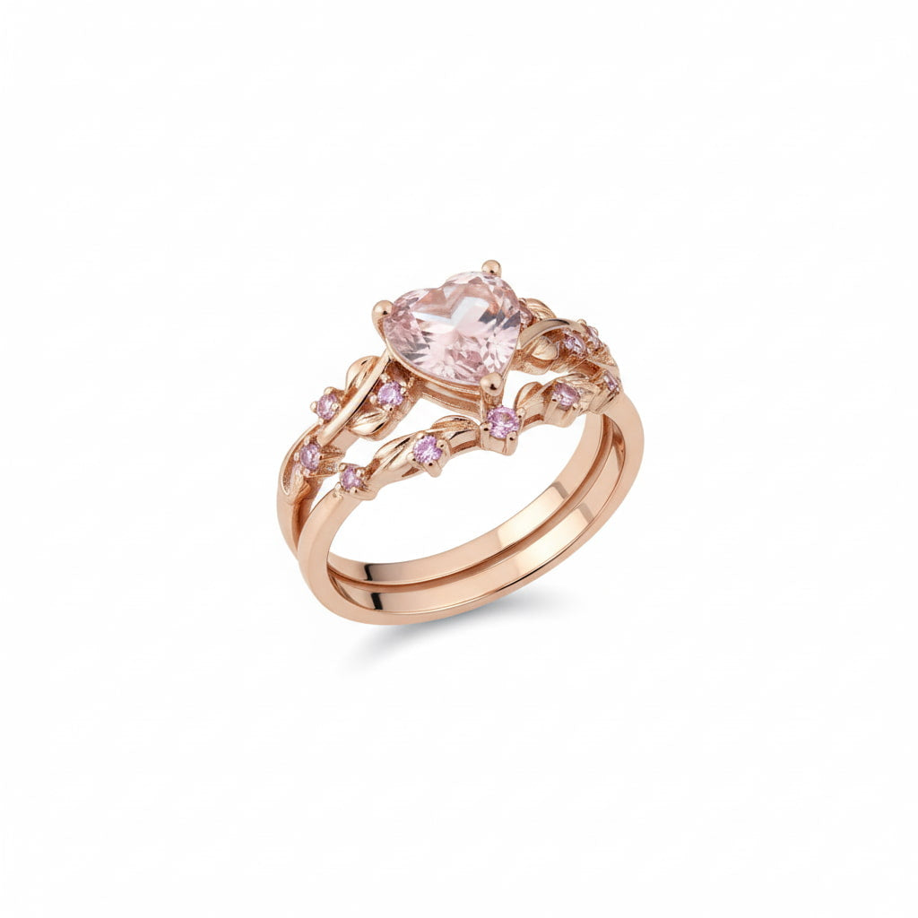 Ring – 2-teilig mit rosanem Herz CrystalScents