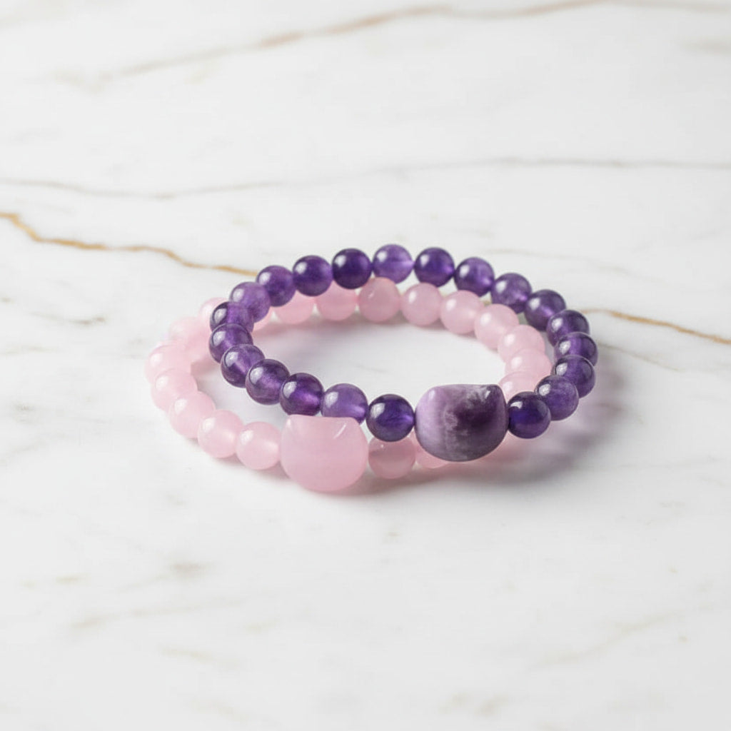 Rosenquarz Kugelarmband - Katze