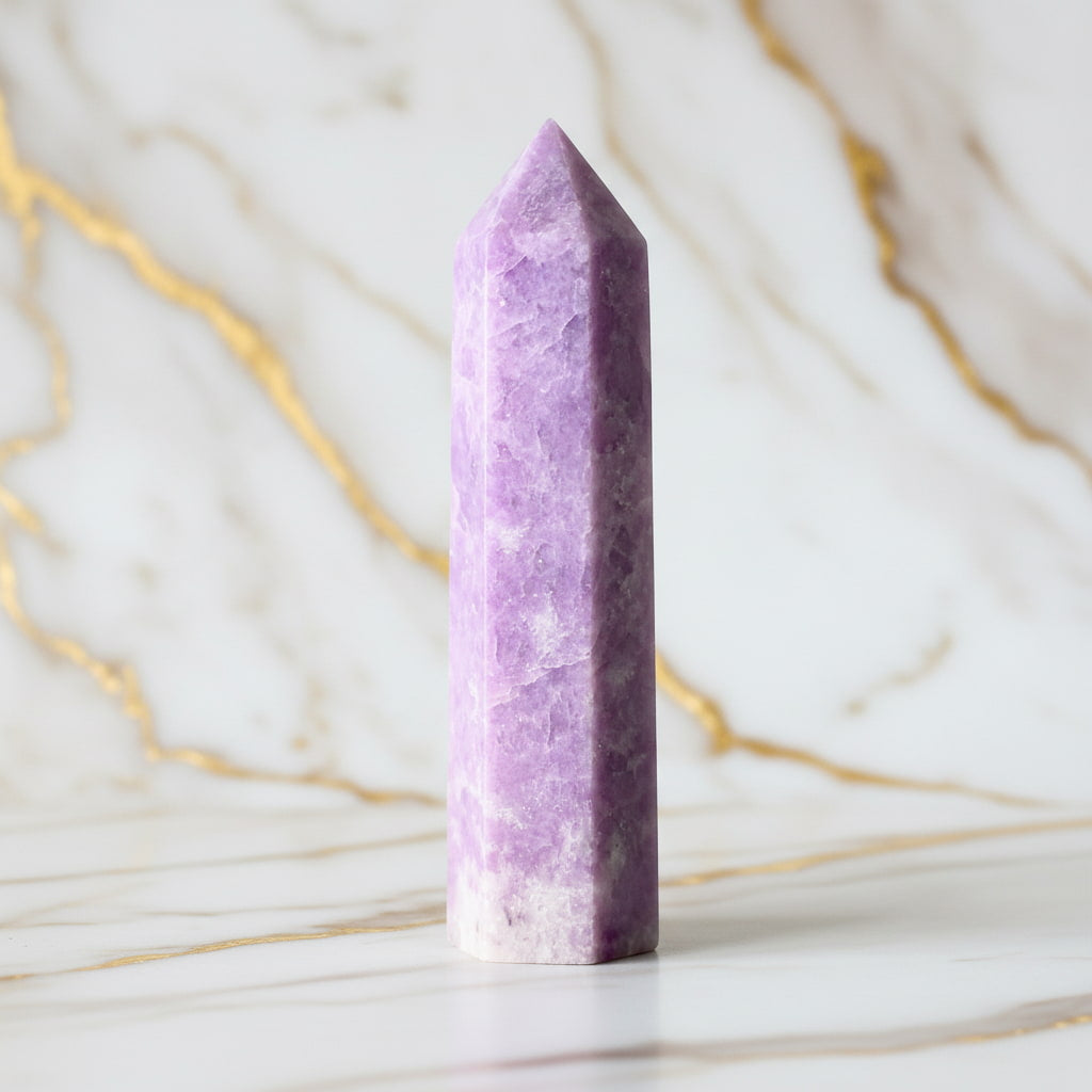 Lepidolith Obelisk – sanfte Stärke in zartem Violett CrystalScents