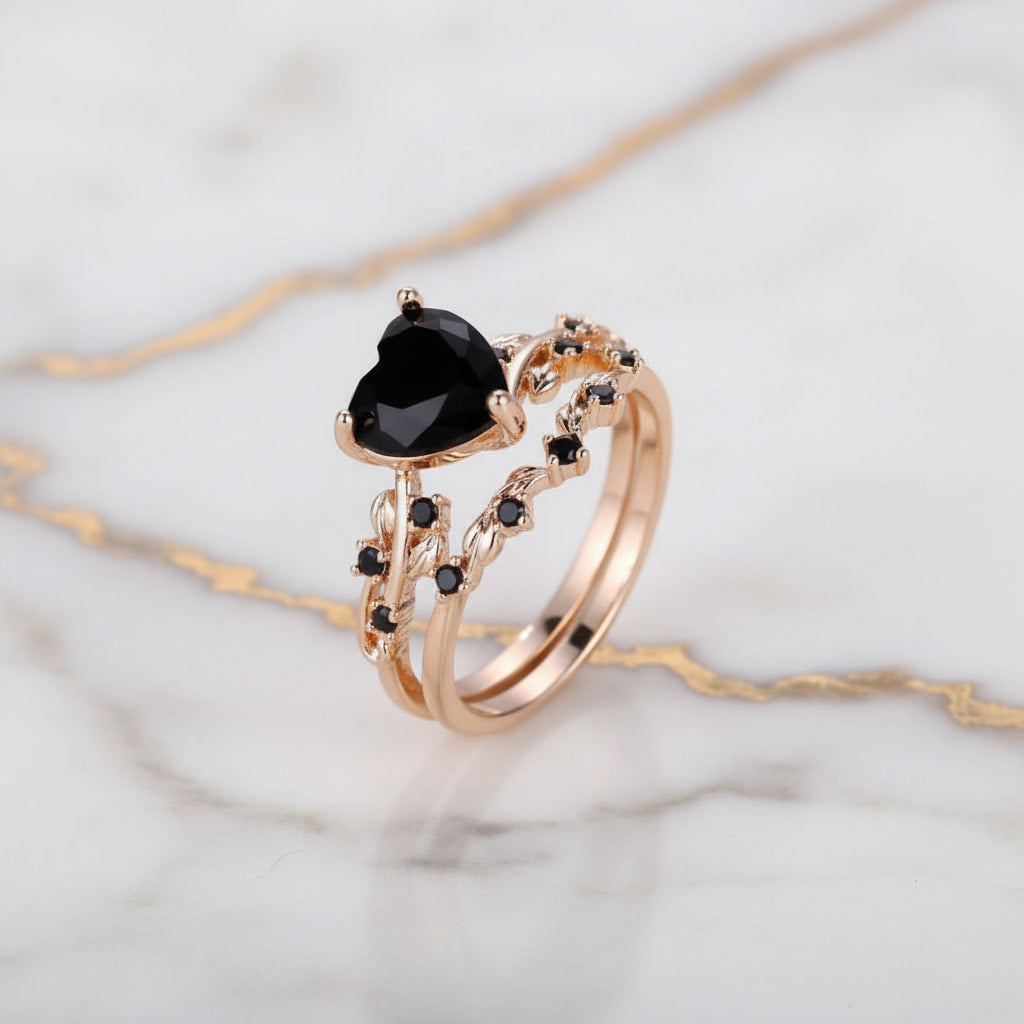 Ring – 2-teilige mit schwarzem Herz CrystalScents
