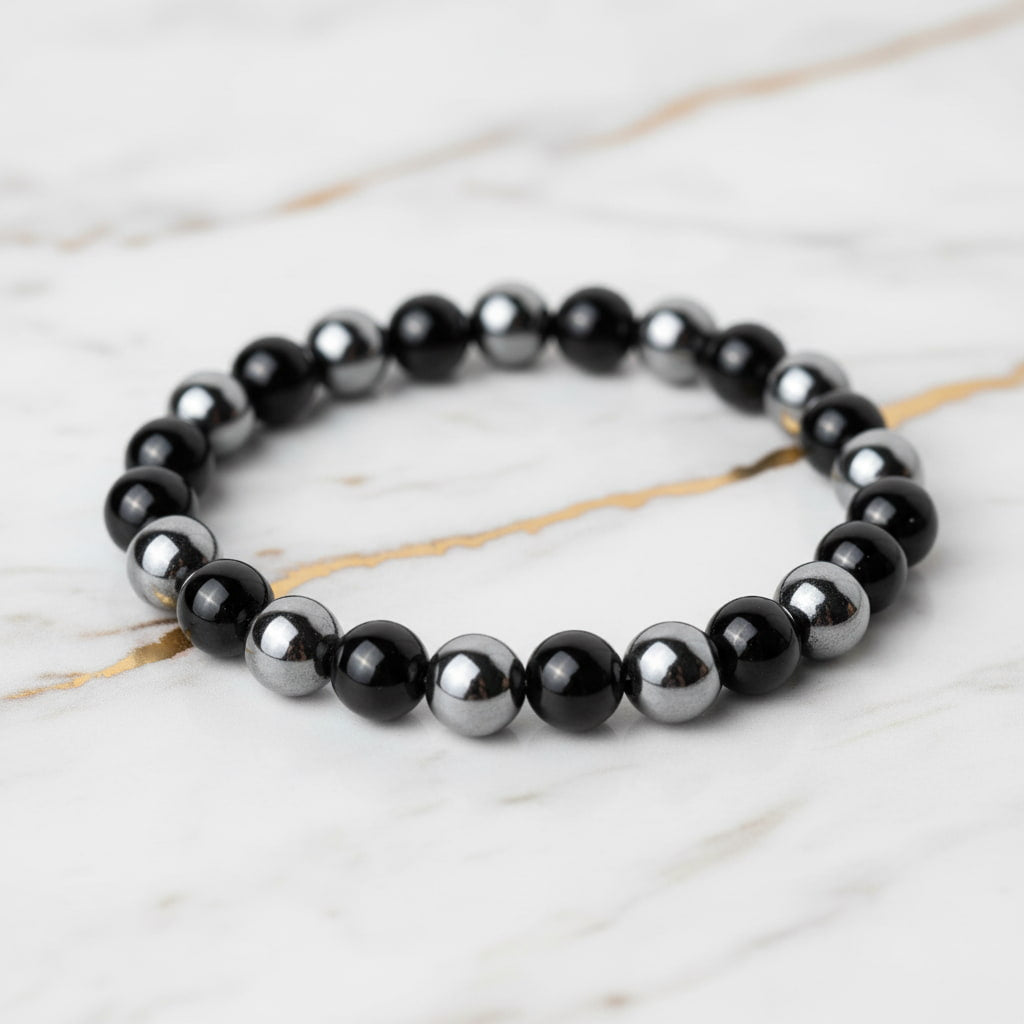 Obsidian Hämatit Armband - Stärkende Akzente