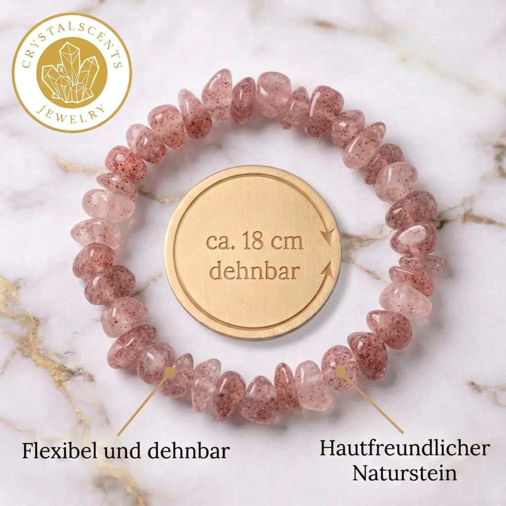 Erdbeerquarz Splitterarmband - Freude & Leichtigkeit