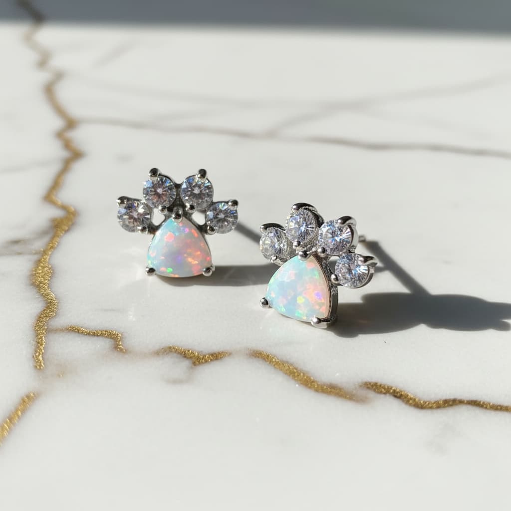 Opal Ohrstecker – Pfoten Design JETZT funkeln CrystalScents