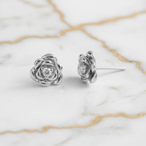Ohrstecker Silber in Rosenform – romantisches Highlight CrystalScents