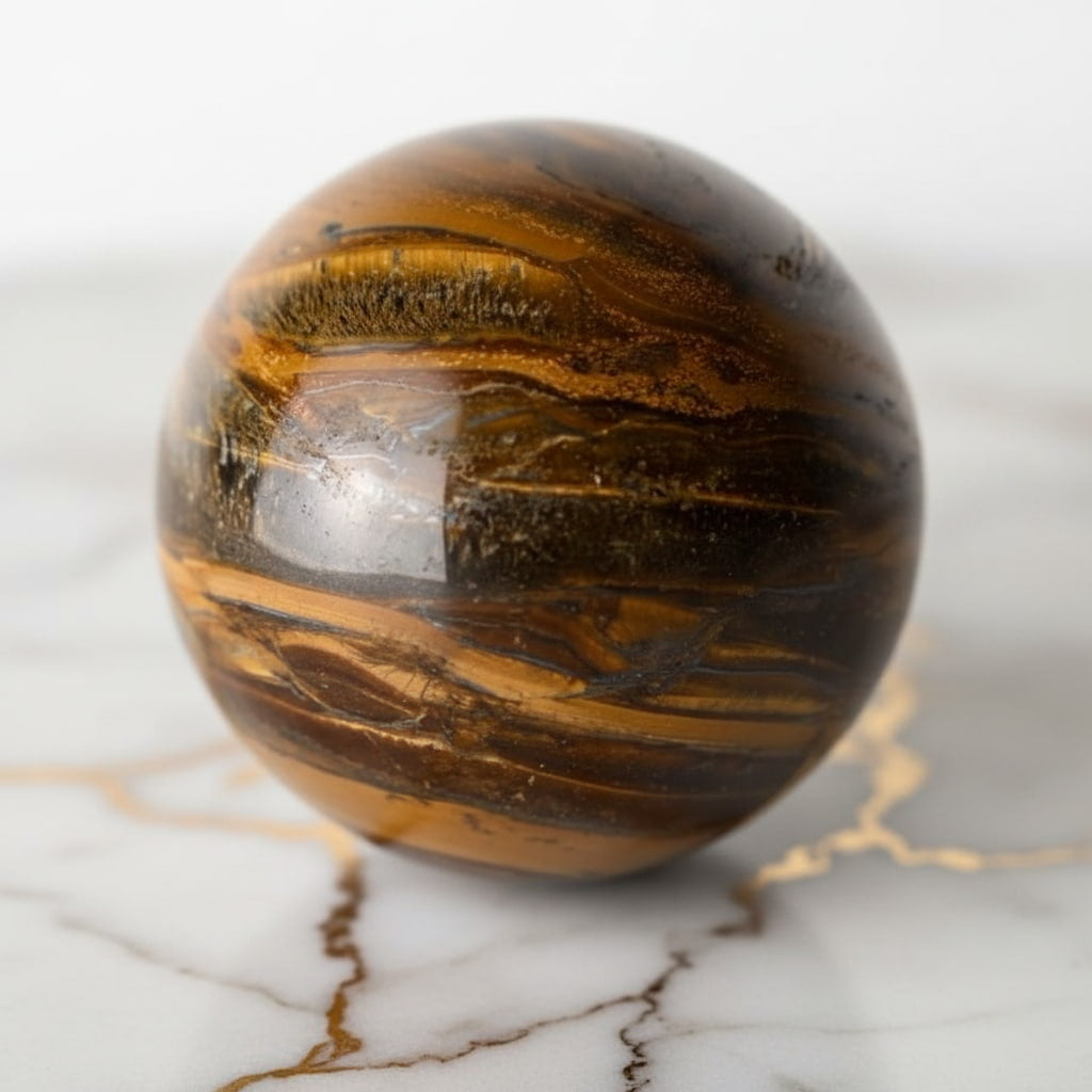 Tigerauge Kugel – warmes Naturjuwel JETZT sichern CrystalScents