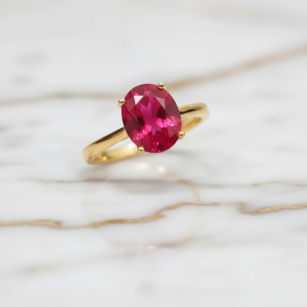Rubin Ring in Gold – Zeitlose Leuchtkraft in kräftigem Rot CrystalScents
