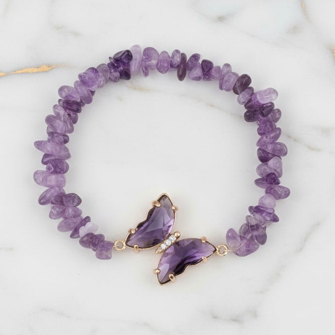 Amethyst Splitterarmband Schmetterling – Leichtigkeit & Harmonie CrystalScents