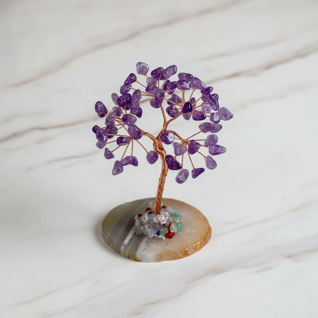 Amethyst Baum auf Achatscheibe