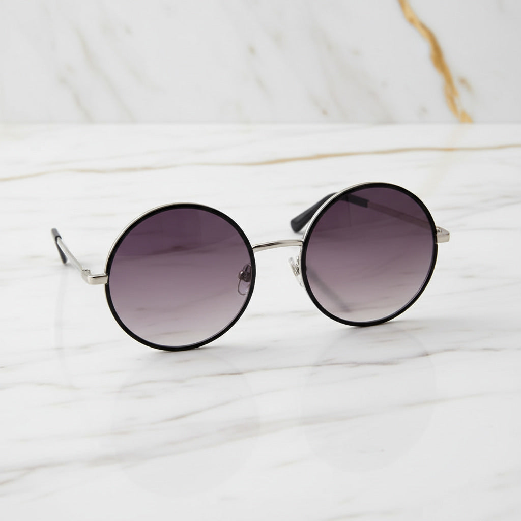 Sonnenbrille – Auffällig rund in Schwarz CrystalScents