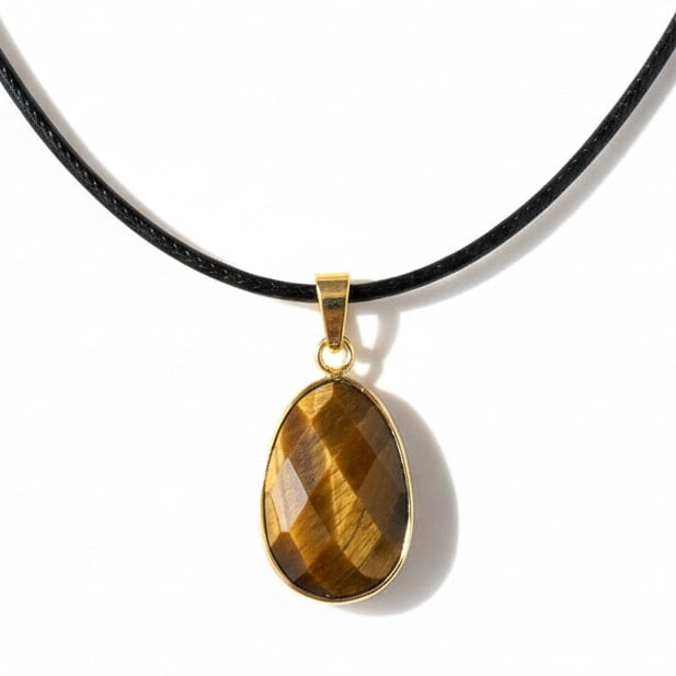 Tigerauge Halskette - Facettierter Anhänger CrystalScents