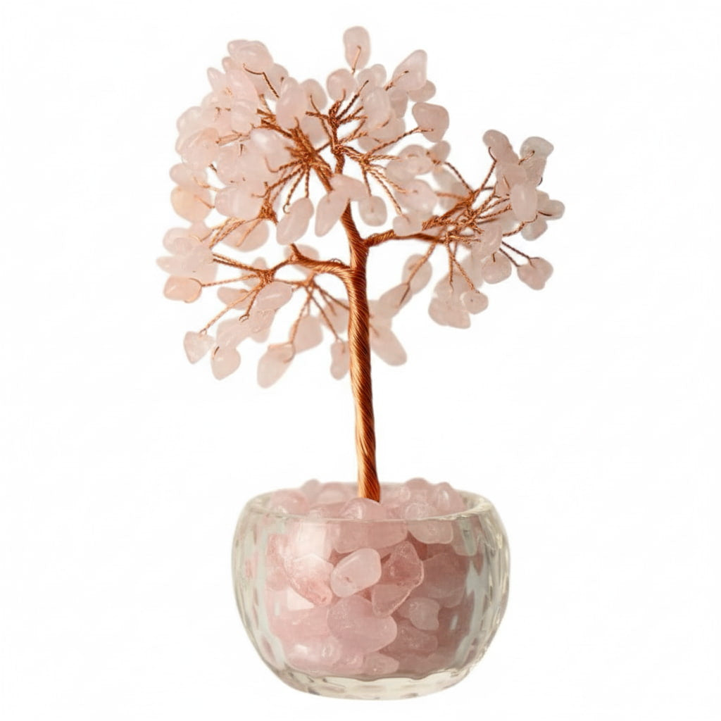 Rosenquarz Baum - Dekoelement mit Topf CrystalScents