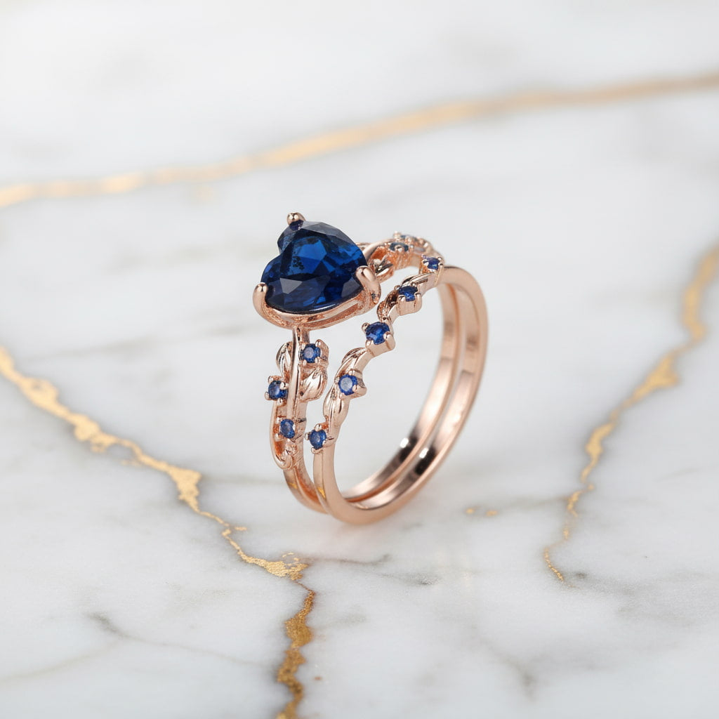 Ring – 2-teilig mit dunkelblauem Herz CrystalScents