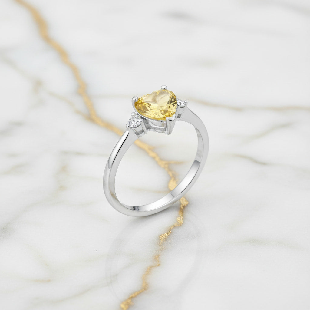 Citrin Ring - Strahlendes Herz