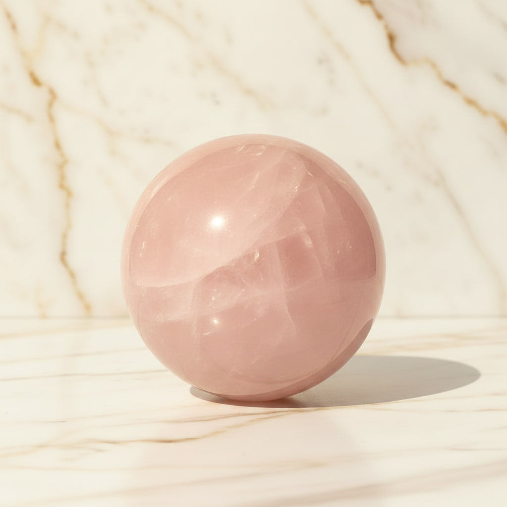 Rosenquarz Kugel – Zarte rosa Schwingungen CrystalScents