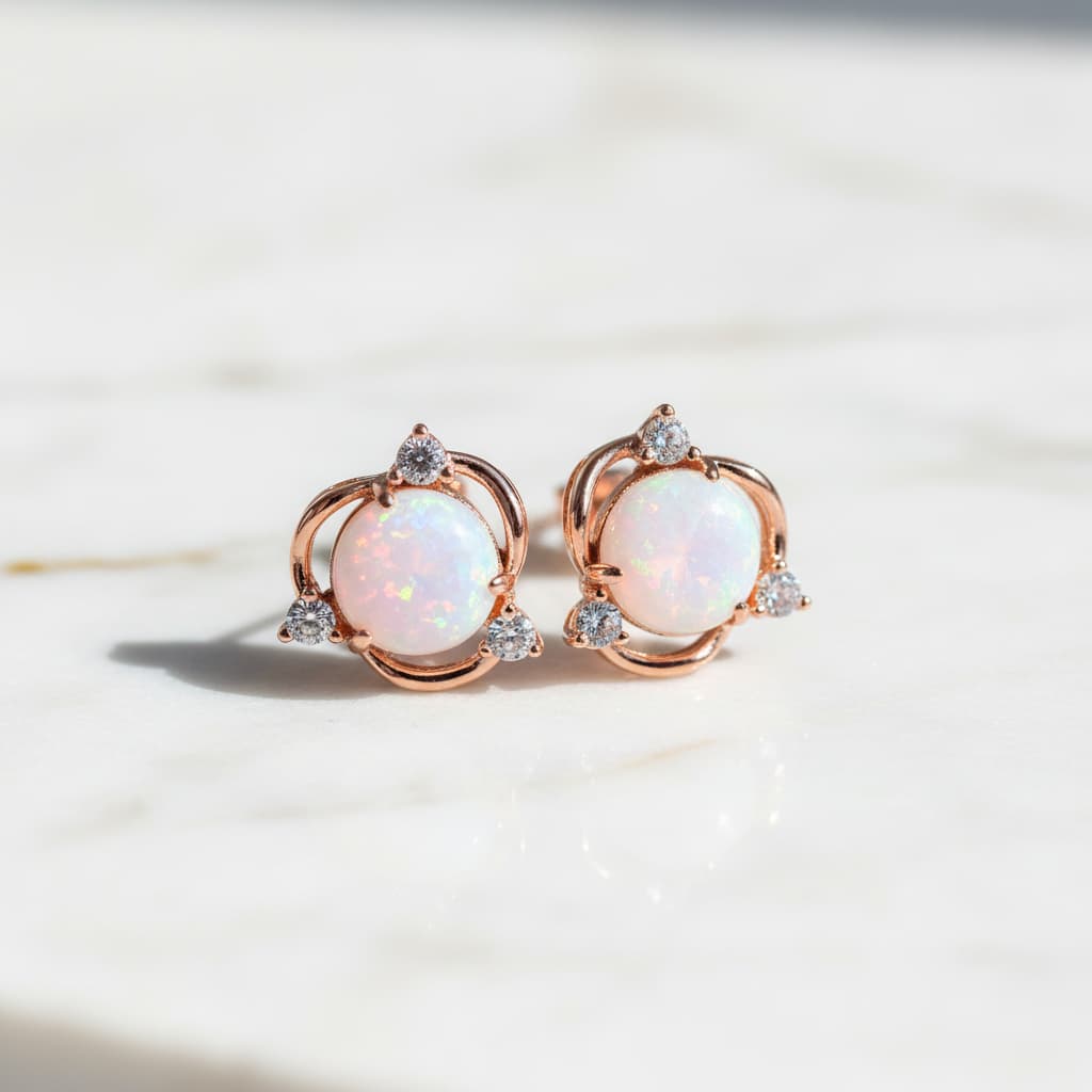 Ohrstecker – Roségold mit schimmerndem Opal