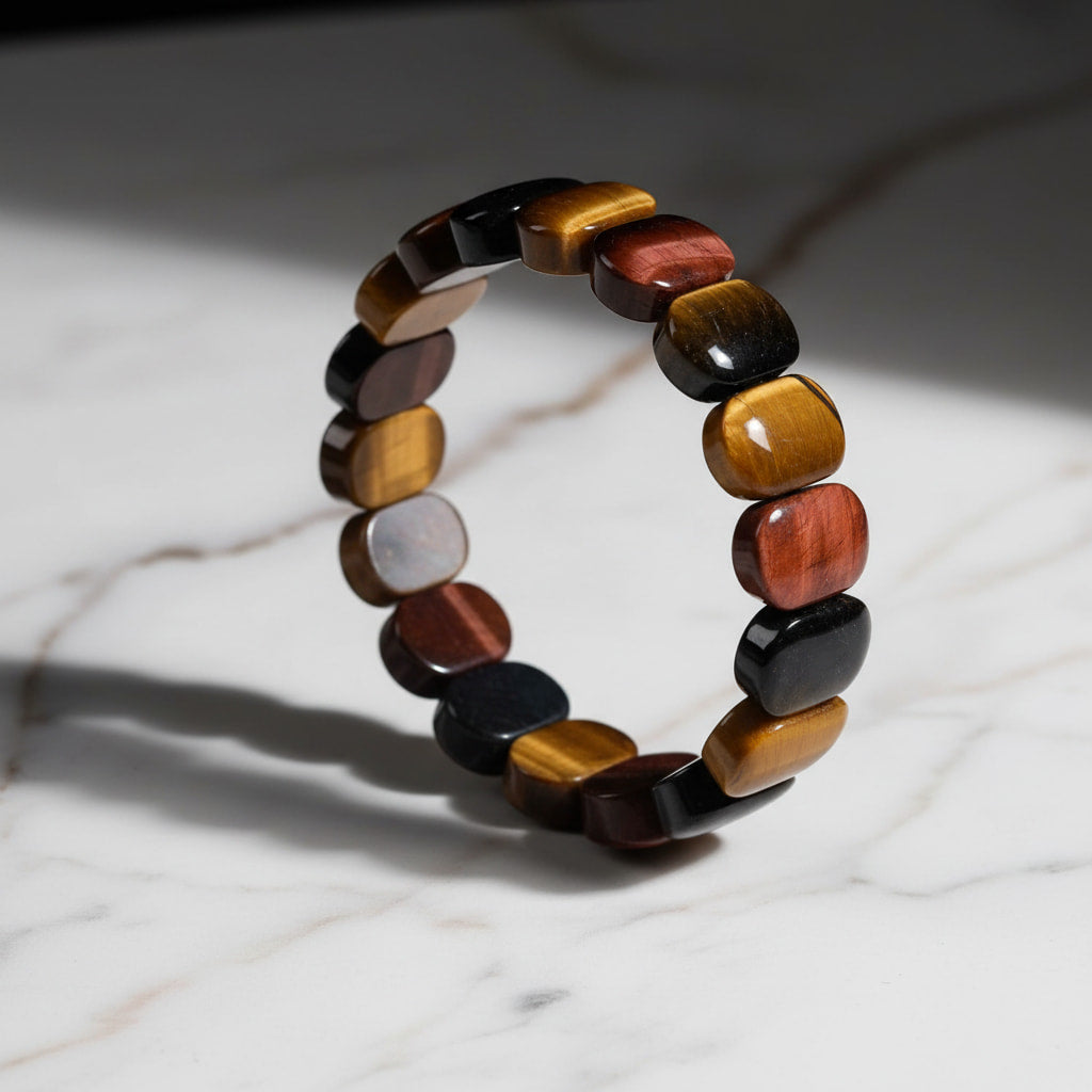 Tigerauge Armband - Dreifarbige Kombination