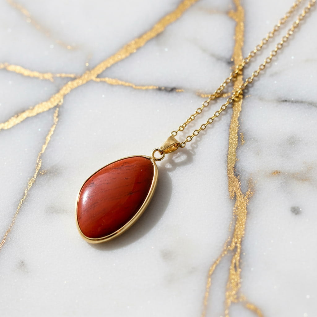Roter Jaspis Halskette - Wärme & Struktur CrystalScents