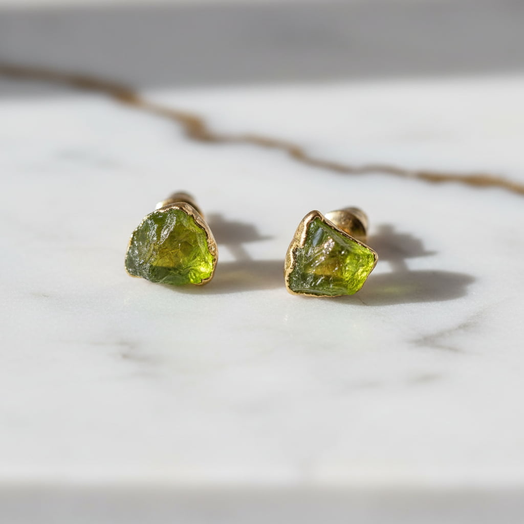 Peridot Ohrstecker Gold Edelstein Schmuck CrystalScents