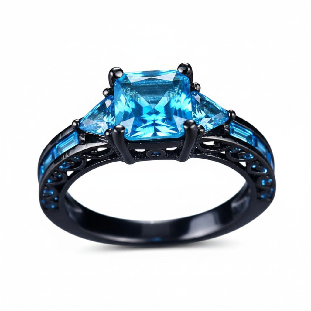 Ring in Silber mit quadratischem blauen Steinen CrystalScents