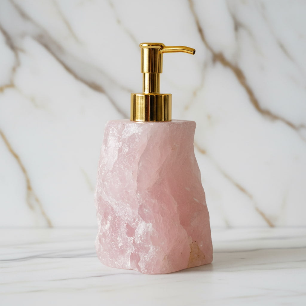 Rosenquarz Seifenspender – Für Ihr Bad CrystalScents