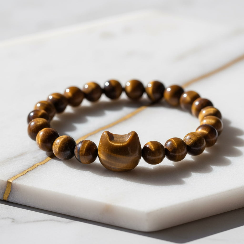 Tigerauge Kugelarmband - Katze CrystalScents