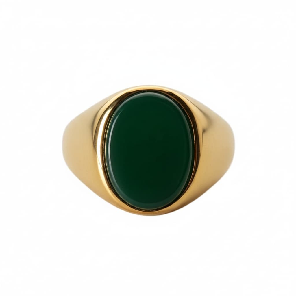 Onyx Ring Gold - grüner ovaler Kristall CrystalScents